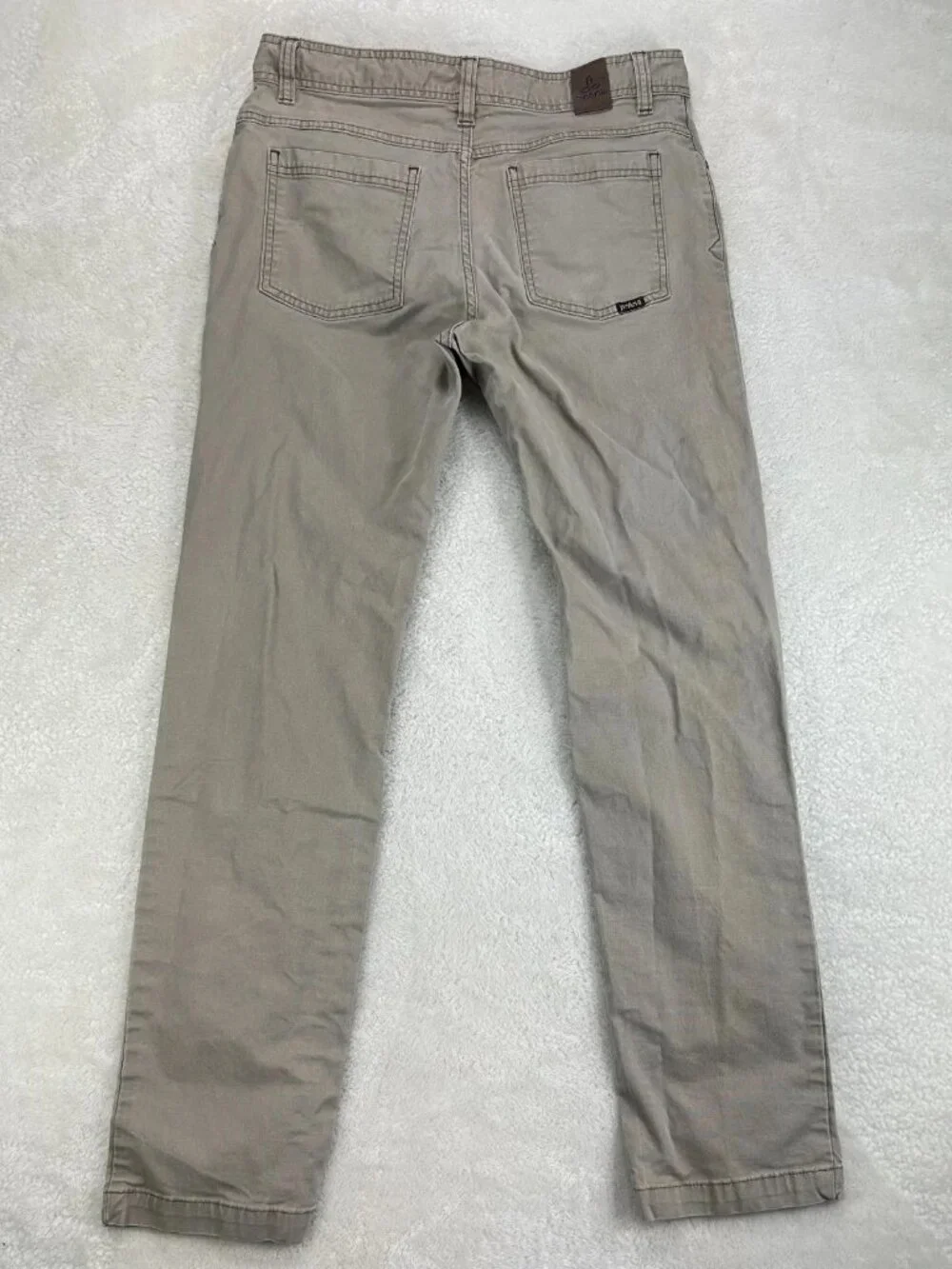 Prana Tuscon Chino Pants Mens 33x32 Beige Slim Fit Straight Leg Stretch Preppy